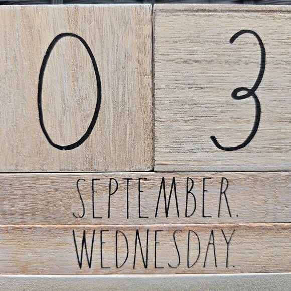 Rae Dunn Wooden Block Perpetual Desk Calendar EUC - Picture 2 of 7